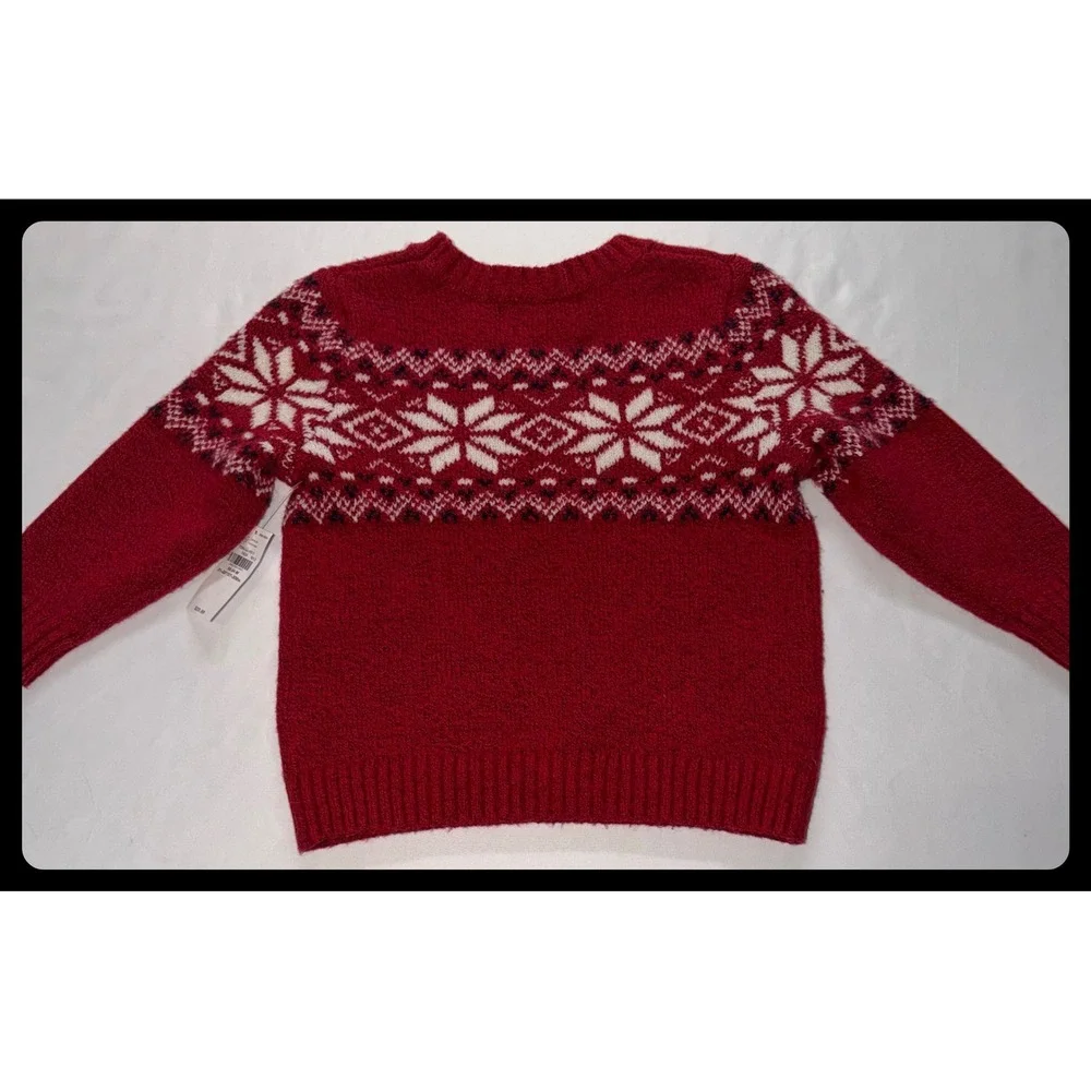 Old Navy Fair Isle Sweater Boys 18-24 Months Red Snowflake Holiday Winter